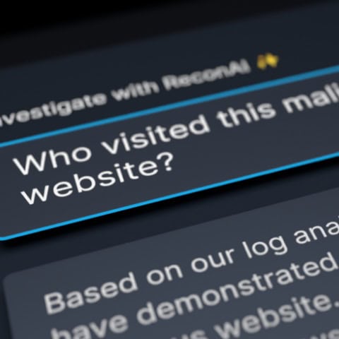 Closeup of ReconAI being asked who visited a malicious website